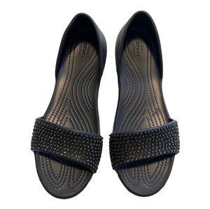 Crocs Lina D’orsay Women Black Open Toe Flats Size W 8